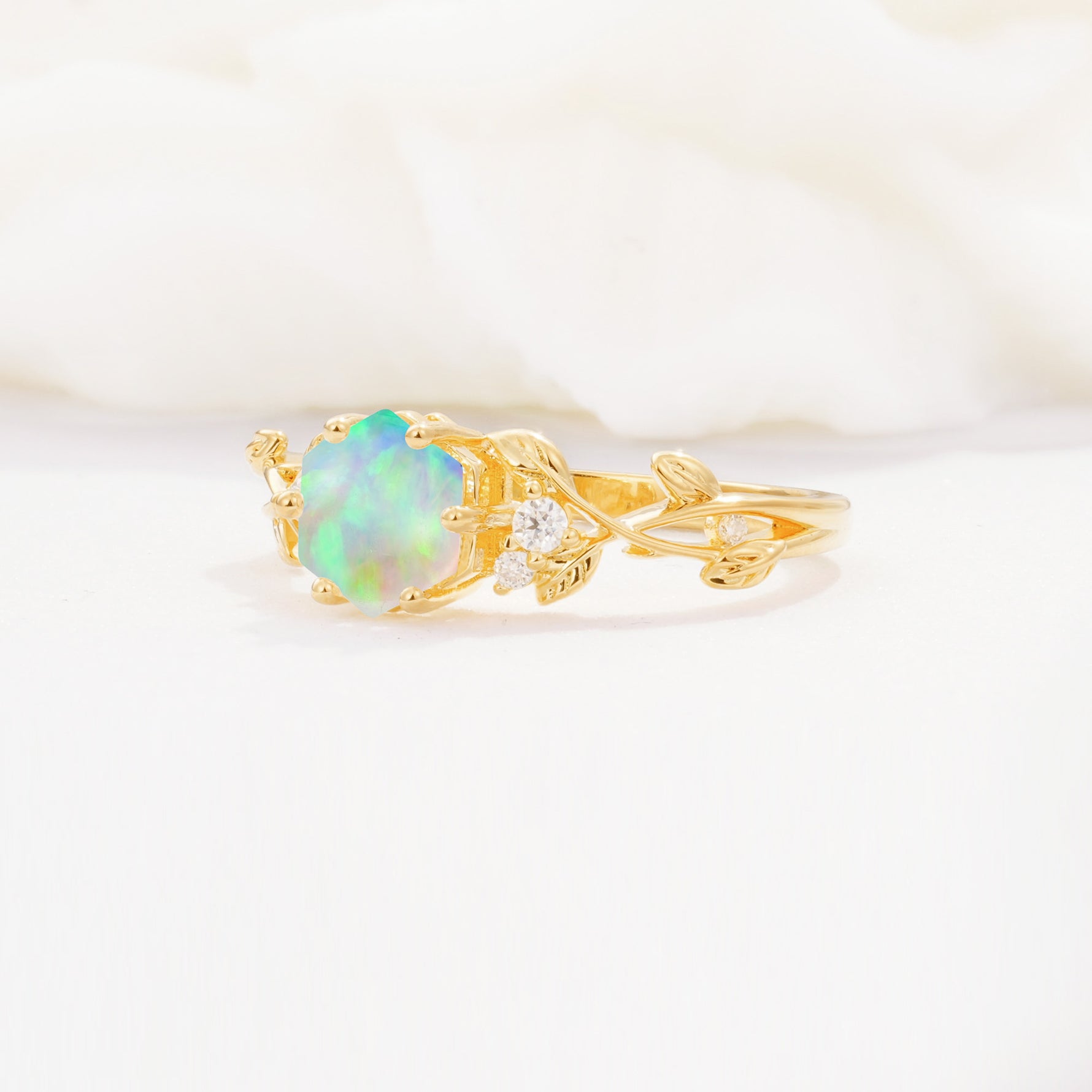 SR17002 Fire Opal Ring - White-Gold