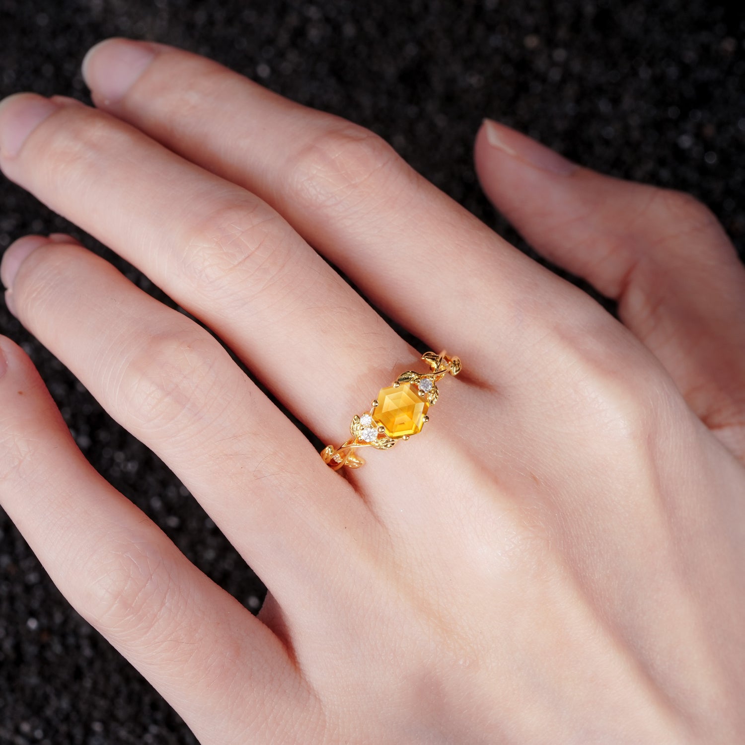 SR17002 Citrine Ring - Rose-Gold