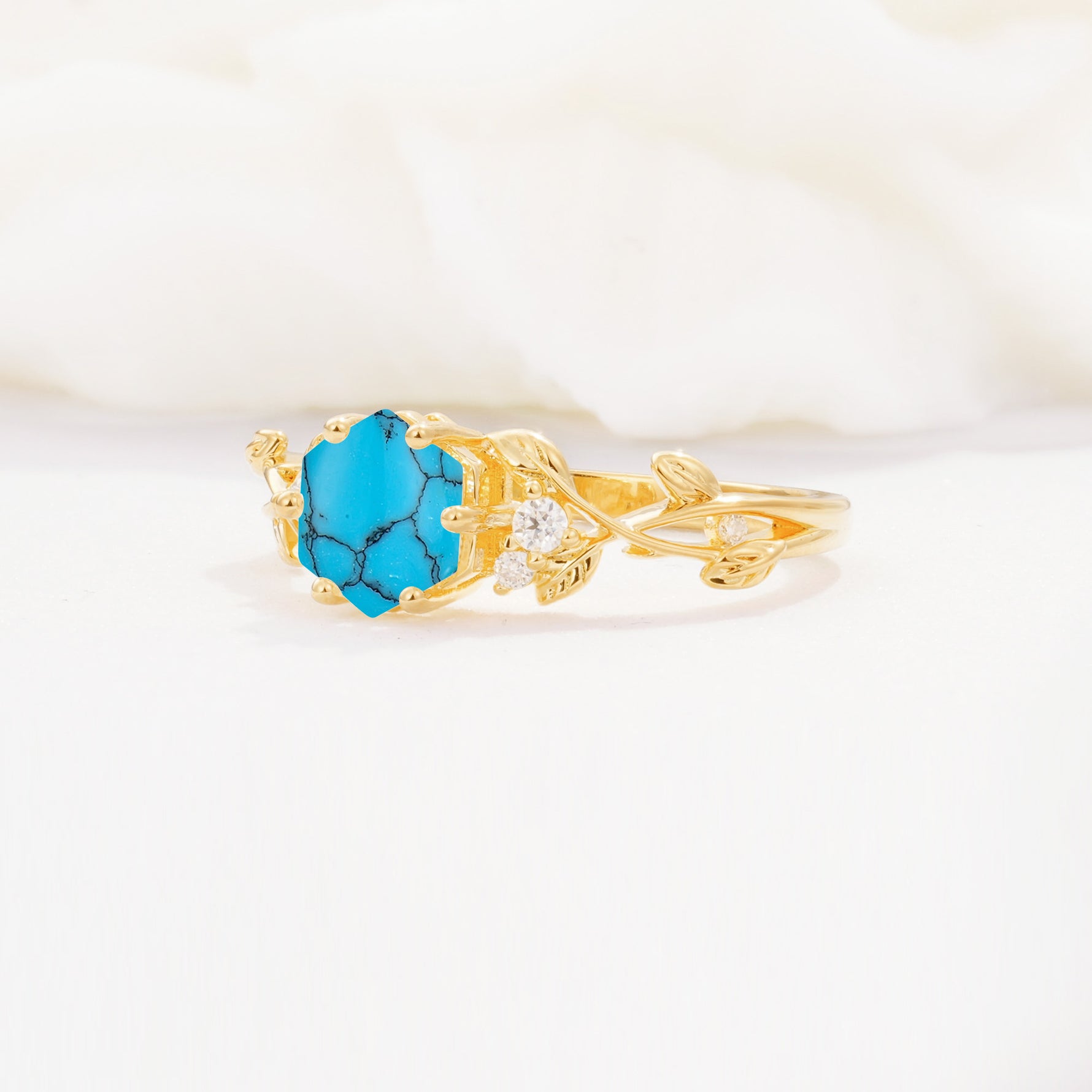 SR17002 Turquoise Ring - White-Gold