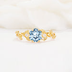 SR17002 Aquamarine Ring - Yellow-Gold