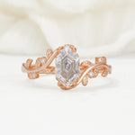Nature-Inspired Hexagon Cut Moissanite Engagement Ring with Vine Accents - Additional view