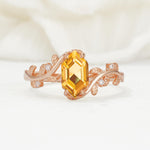 Nature-Inspired Hexagon Cut Citrine Engagement Ring with Vine Accents - Additional view