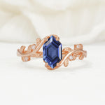 Nature-Inspired Hexagon Cut Tanzanite Engagement Ring with Vine Accents - Additional view