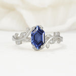 Nature-Inspired Hexagon Cut Tanzanite Engagement Ring with Vine Accents - Additional view