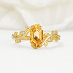 Nature-Inspired Hexagon Cut Citrine Engagement Ring with Vine Accents - Additional view