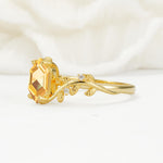 Nature-Inspired Hexagon Cut Citrine Engagement Ring with Vine Accents - Additional view