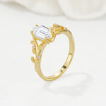 Elongated Hexagon Lab Diamond Leaf Vine Nature-Inspired Engagement Ring - Additional view