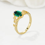 Nature-Inspired Hexagon Cut Emerald Engagement Ring with Vine Accents - Additional view