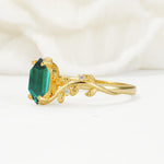 Nature-Inspired Hexagon Cut Emerald Engagement Ring with Vine Accents - Additional view