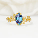 Nature-Inspired Hexagon Cut Alexandrite Engagement Ring with Vine Accents - Additional view