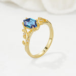 Nature-Inspired Hexagon Cut Alexandrite Engagement Ring with Vine Accents - Additional view