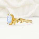Elongated Hexagon Moonstone Leaf Vine Nature-Inspired Engagement Ring - Additional view