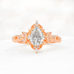 Vintage Pear Cut Milgrain Ornate Halo Moissanite Engagement Ring - Additional view