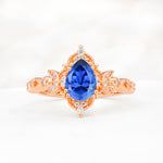 Vintage Pear Cut Milgrain Ornate Halo Sapphire Engagement Ring - Additional view