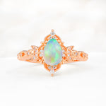 Vintage Pear Cut Milgrain Ornate Halo Fire Opal Engagement Ring - Additional view