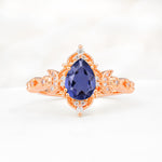 Vintage Pear Cut Milgrain Ornate Halo Tanzanite Engagement Ring - Additional view