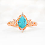 Vintage Pear Cut Milgrain Ornate Halo Turquoise Engagement Ring - Additional view