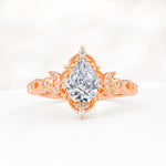 Vintage Pear Cut Milgrain Ornate Halo Lab Diamond Engagement Ring - Additional view