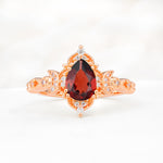 Vintage Pear Cut Milgrain Ornate Halo Garnet Engagement Ring - Additional view