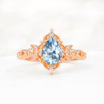 Vintage Pear Cut Milgrain Ornate Halo Aquamarine Engagement Ring - Additional view