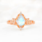 Vintage Pear Cut Milgrain Ornate Halo Moonstone Engagement Ring - Additional view