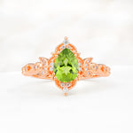Vintage Pear Cut Milgrain Ornate Halo Peridot Engagement Ring - Additional view
