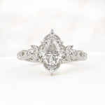 Vintage Pear Cut Milgrain Ornate Halo Moissanite Engagement Ring - Additional view