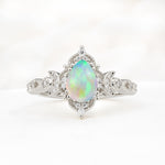 Vintage Pear Cut Milgrain Ornate Halo Fire Opal Engagement Ring - Additional view