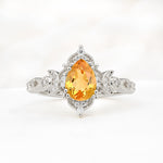 Vintage Pear Cut Milgrain Ornate Halo Citrine Engagement Ring - Additional view