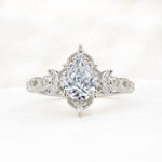 Vintage Pear Cut Milgrain Ornate Halo Lab Diamond Engagement Ring - Additional view