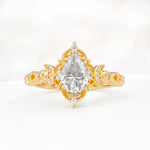 Vintage Pear Cut Milgrain Ornate Halo Moissanite Engagement Ring - Additional view