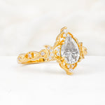 Vintage Pear Cut Milgrain Ornate Halo Moissanite Engagement Ring - Additional view