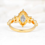 Vintage Pear Cut Milgrain Ornate Halo Moissanite Engagement Ring - Additional view