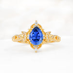 Vintage Pear Cut Milgrain Ornate Halo Sapphire Engagement Ring - Additional view