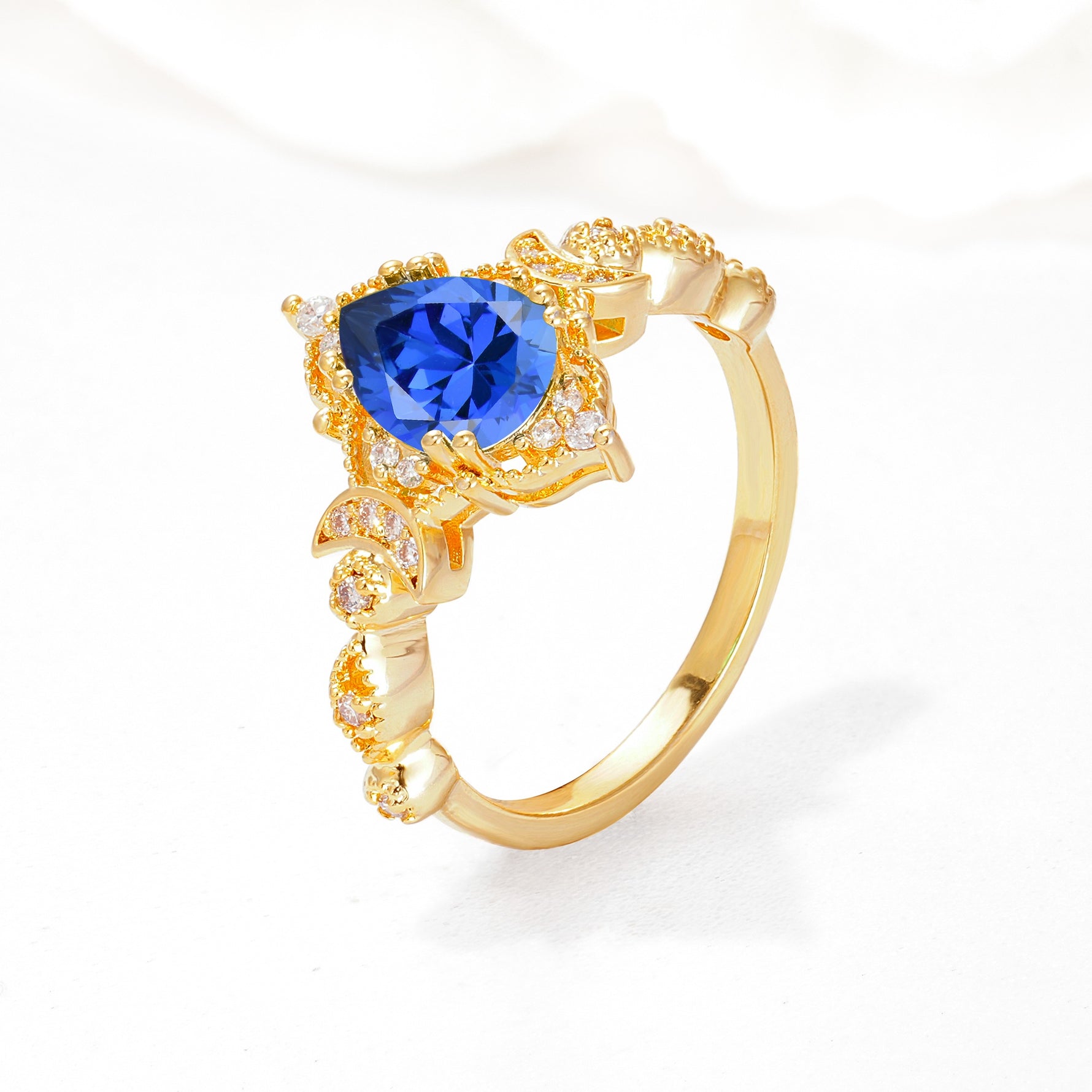 Vintage Pear Cut Milgrain Ornate Halo Sapphire Engagement Ring - Additional view