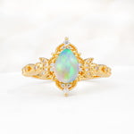 Vintage Pear Cut Milgrain Ornate Halo Fire Opal Engagement Ring - Additional view