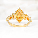 Vintage Pear Cut Milgrain Ornate Halo Citrine Engagement Ring - Additional view