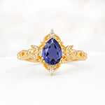 Vintage Pear Cut Milgrain Ornate Halo Tanzanite Engagement Ring - Additional view