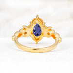 Vintage Pear Cut Milgrain Ornate Halo Tanzanite Engagement Ring - Additional view