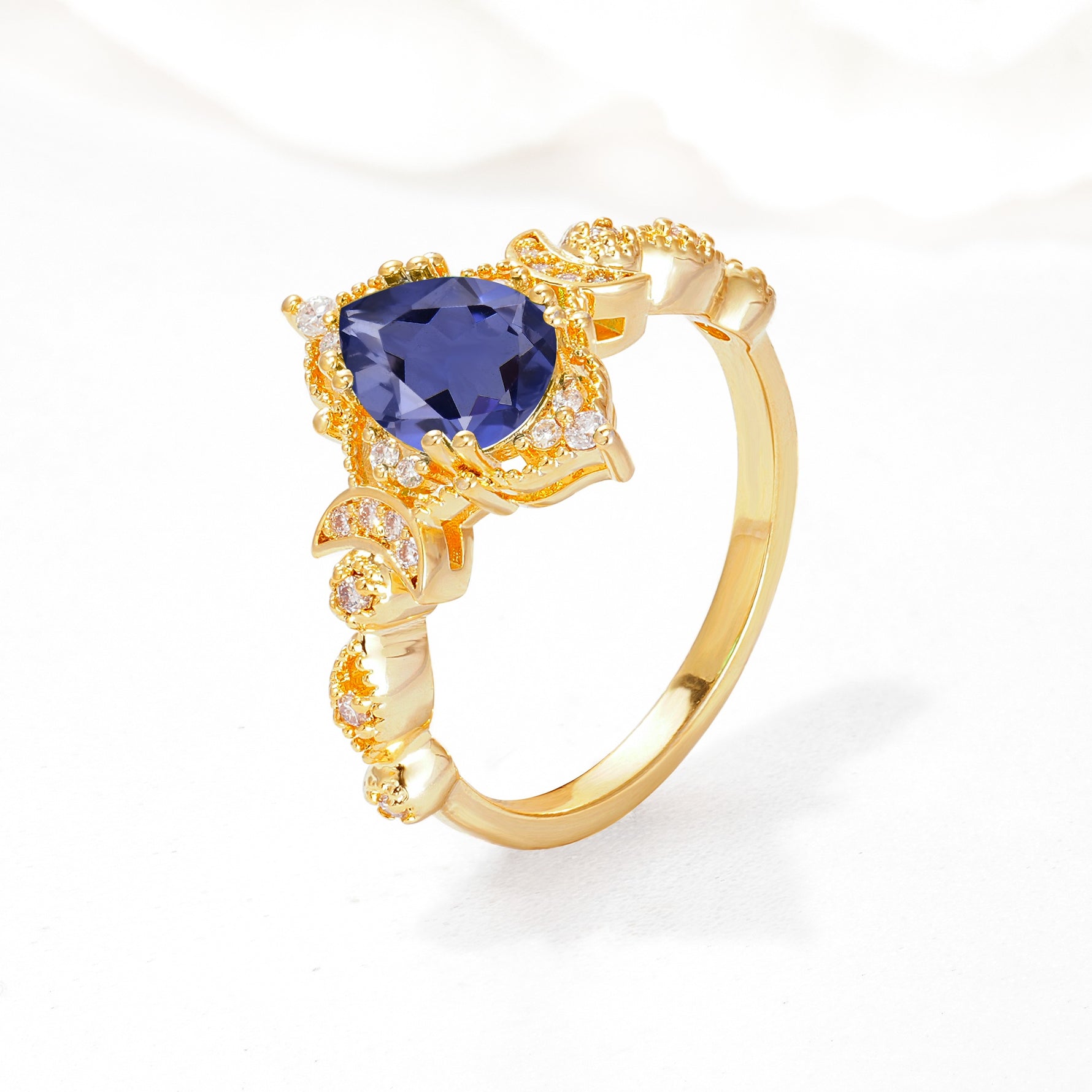 Vintage Pear Cut Milgrain Ornate Halo Tanzanite Engagement Ring - Additional view