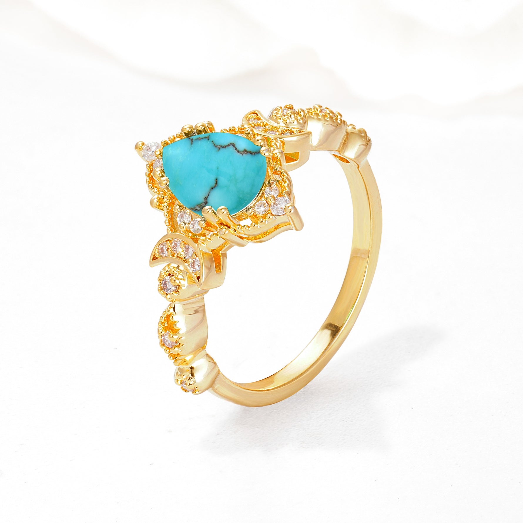 Vintage Pear Cut Milgrain Ornate Halo Turquoise Engagement Ring - Additional view