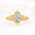 Vintage Pear Cut Milgrain Ornate Halo Lab Diamond Engagement Ring - Additional view