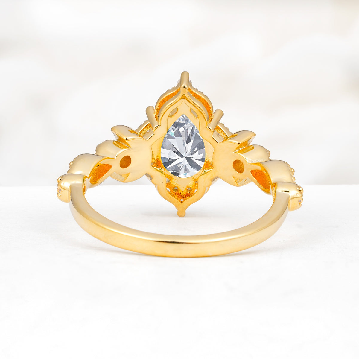 Vintage Pear Cut Milgrain Ornate Halo Lab Diamond Engagement Ring - Additional view