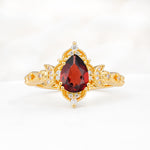 Vintage Pear Cut Milgrain Ornate Halo Garnet Engagement Ring - Additional view