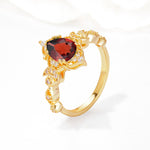 Vintage Pear Cut Milgrain Ornate Halo Garnet Engagement Ring - Additional view