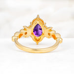 Vintage Pear Cut Milgrain Ornate Halo Amethyst Engagement Ring - Additional view