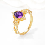 Vintage Pear Cut Milgrain Ornate Halo Amethyst Engagement Ring - Additional view