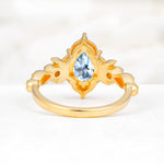 Vintage Pear Cut Milgrain Ornate Halo Aquamarine Engagement Ring - Additional view