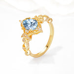 Vintage Pear Cut Milgrain Ornate Halo Aquamarine Engagement Ring - Additional view