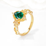 Vintage Pear Cut Milgrain Ornate Halo Emerald Engagement Ring - Additional view